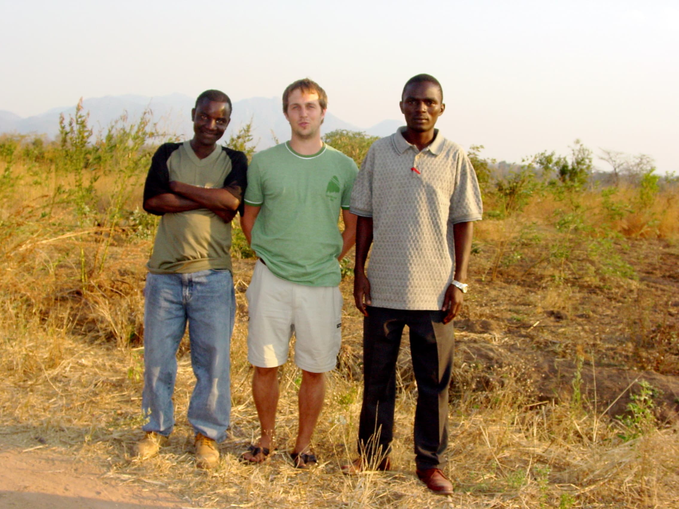 Dustin and Shabani in the field, Malawi, 2004